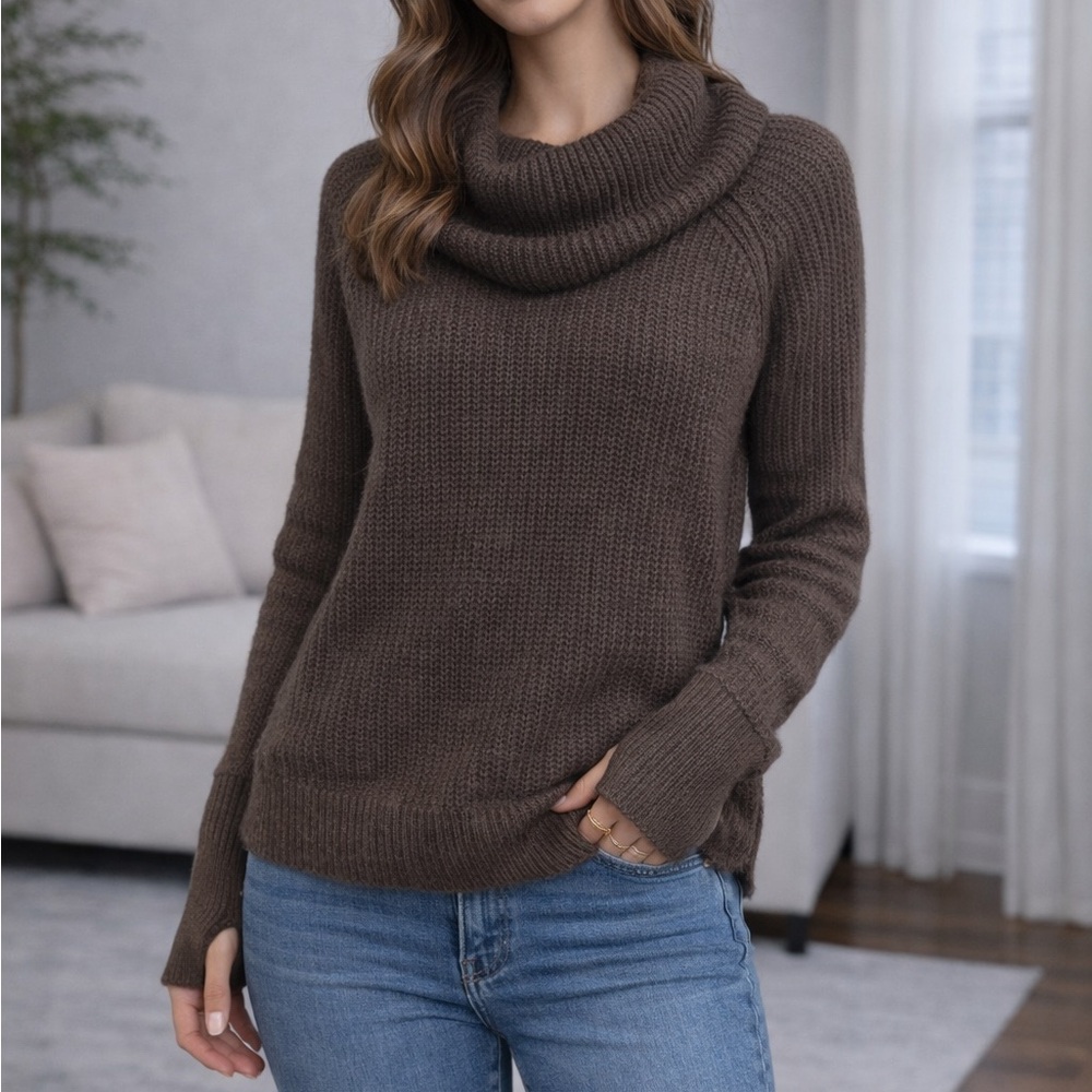 Market & Spruce Chocolate Cowl Neck Sweater